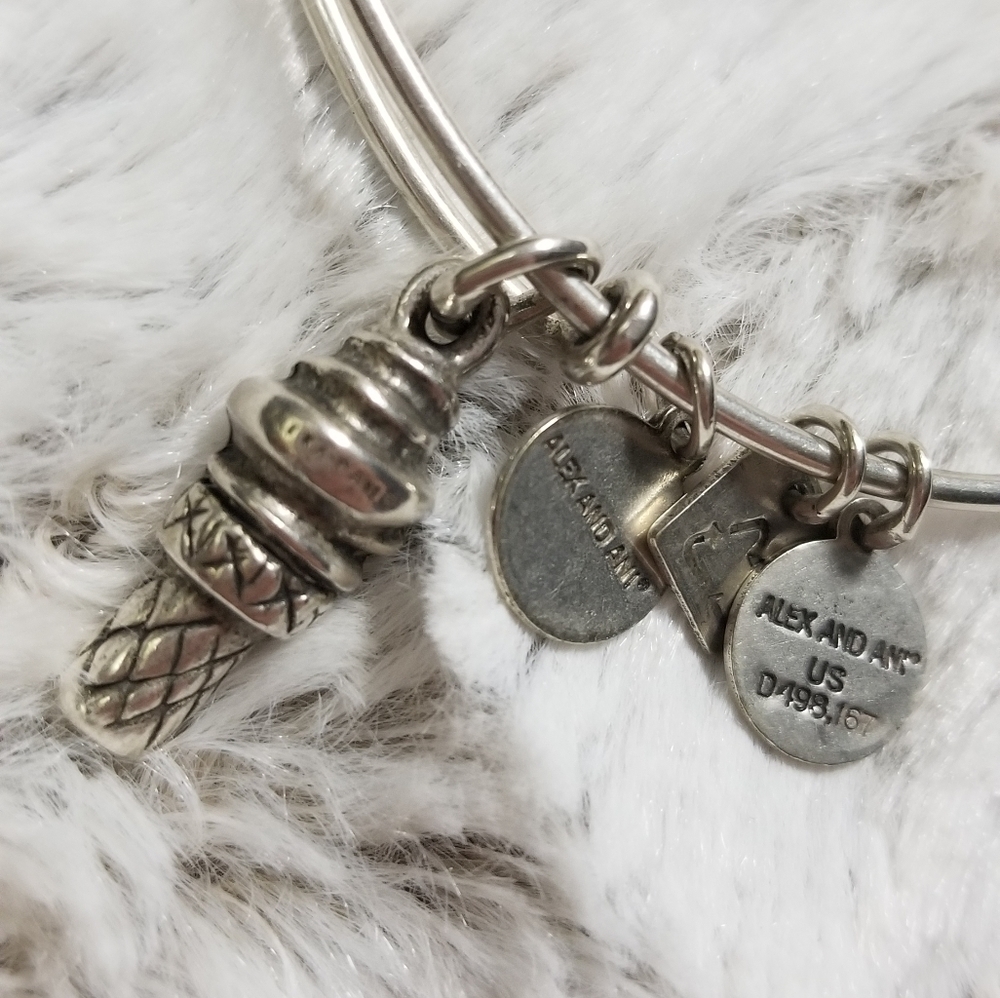 Alex And Ani Ice Crem Cone Silver Color Bangle Bracelet - Picture 4 of 7
